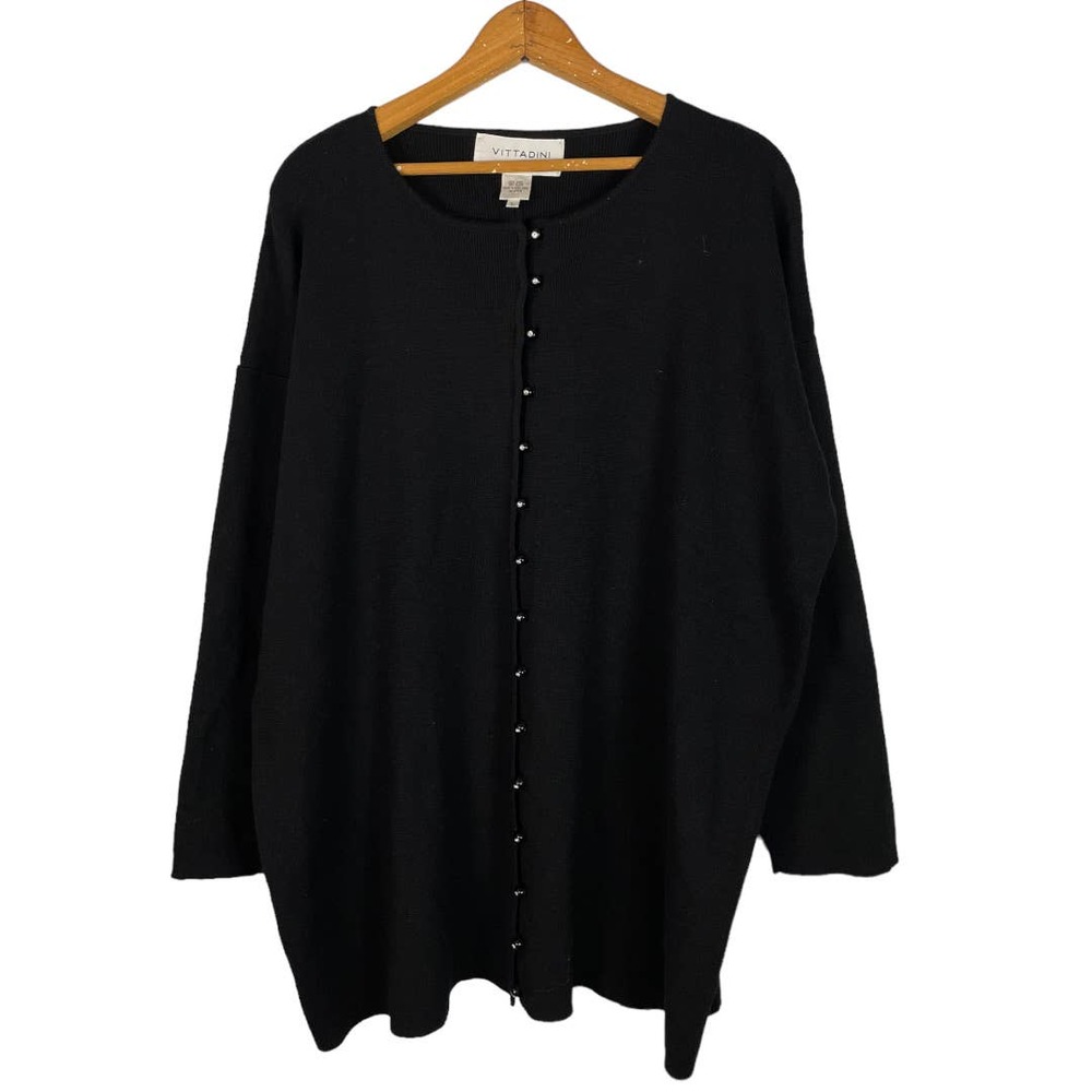 Vittadini Sport 100% Wool Black Button Down Tunic Sweater       Size: L
